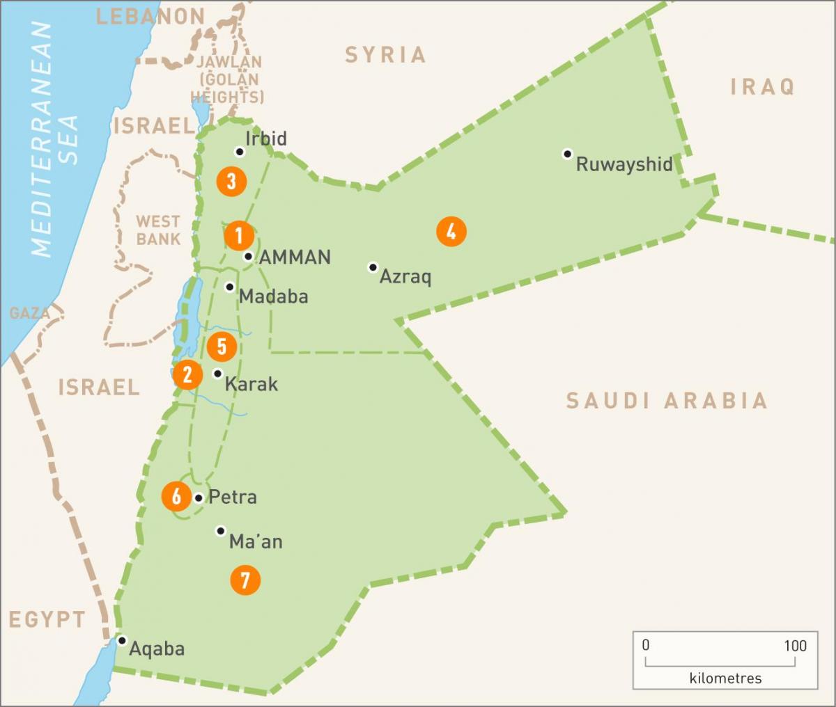 Амман Иордания на карте