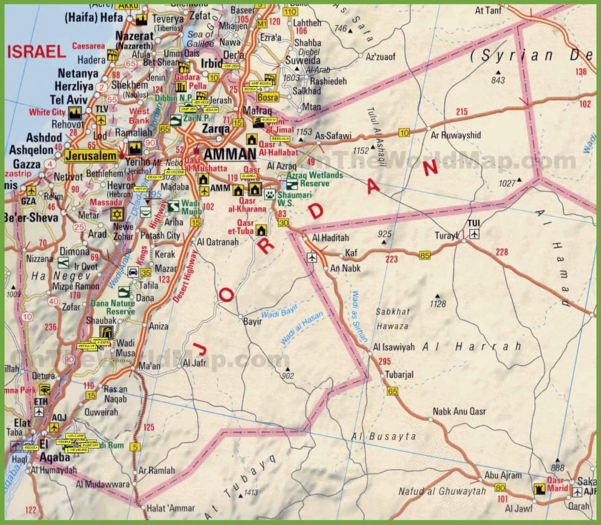 карта Иордании дороге