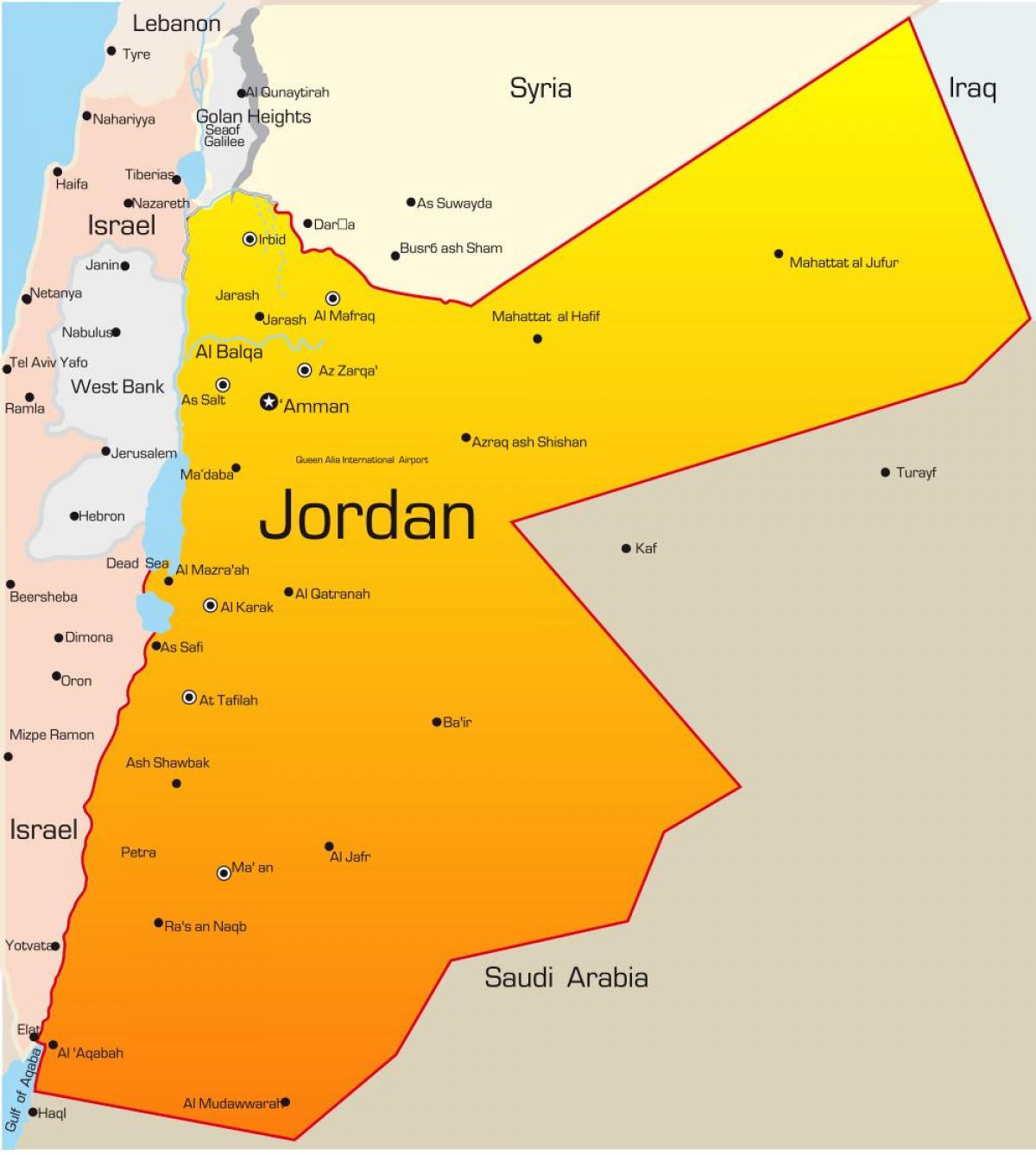 карта Иордании на Ближнем Востоке