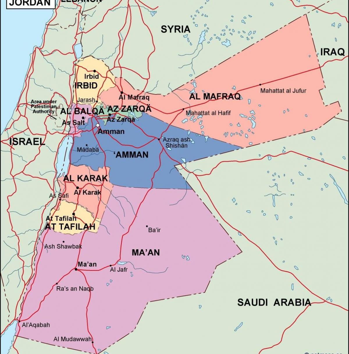 карта Иордании политических