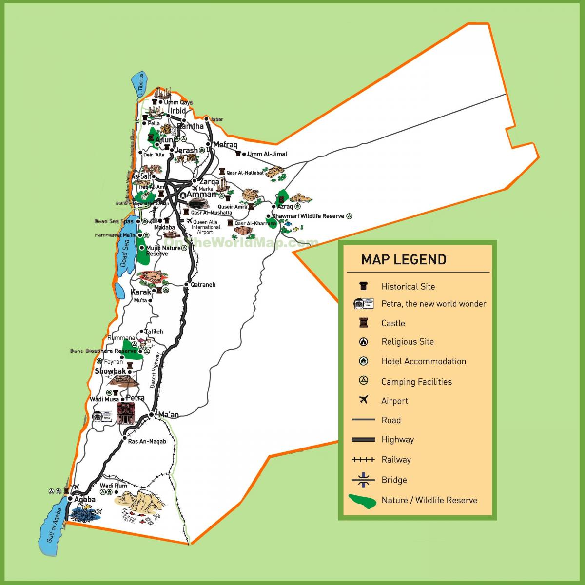 карта Иордании туристических сайтах