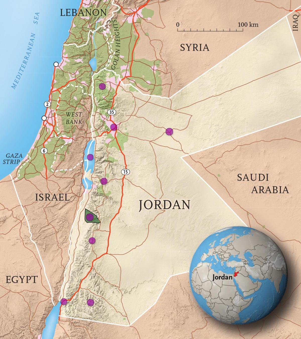 королевство Иордания карте