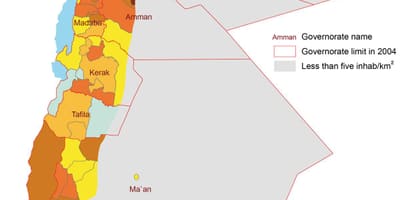 Карта Иордании населения